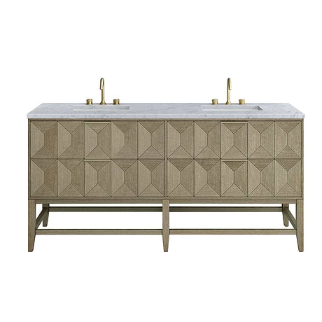 Emmeline Pebble Oak 72" Vanity with Carrara Marble Counter by JMV