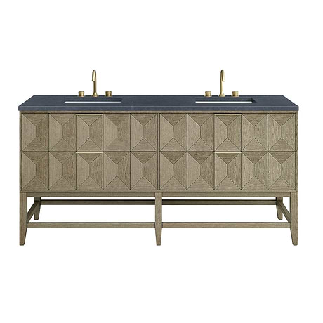 Emmaline Pebble Oak 72" Vanity with Charcoal Quartz Counter