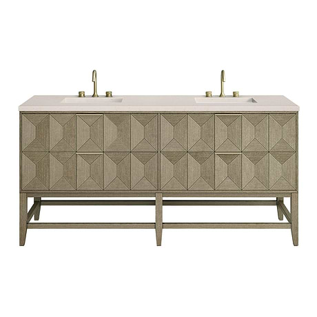 Emmeline Pebble Oak 72" Vanity with Cream Quartz Counter