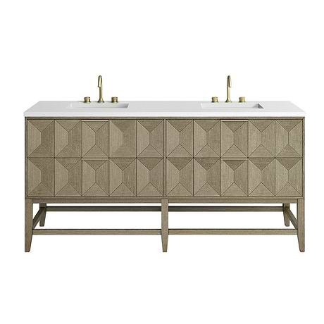 Emmeline Pebble Oak 72" Vanity with White Quartz Counter by JMV