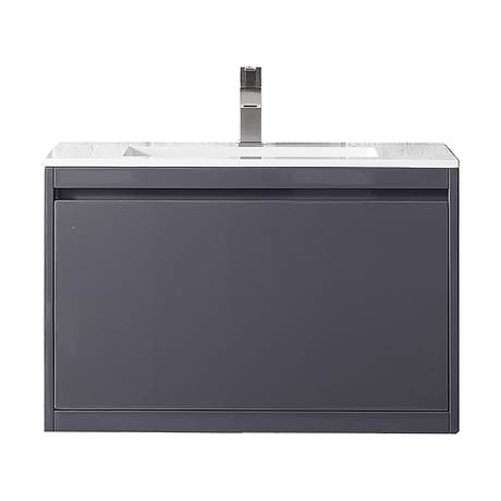 Milan 32" Modern Gray Vanity and Glossy White Counter by JMV