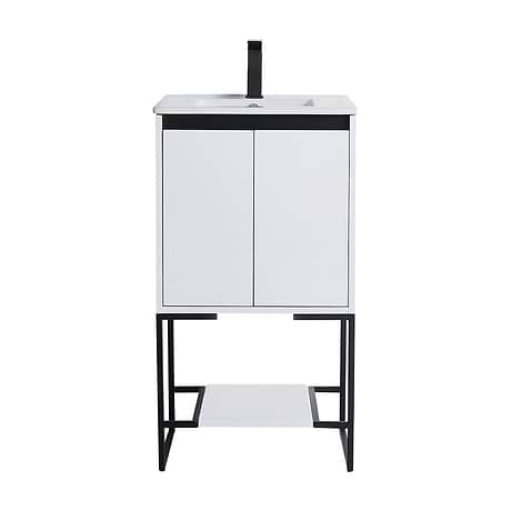 Amani 20" Matte White Single Vanity with White Integrated Top