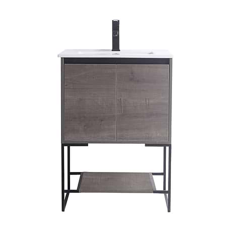 Amani 24" Classic Gray Single Vanity with White Integrated Top