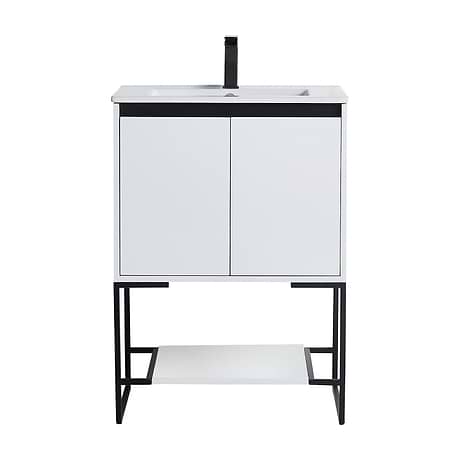 Amani 24" Matte White Single Vanity with White Integrated Top