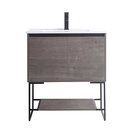 Amani 30" Classic Gray Single Vanity with White Integrated Top