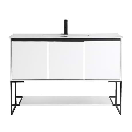 Amani 48" Matte White Single Vanity with White Integrated Top