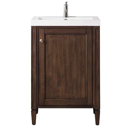 Britannia Acacia Brown 24" Single Vanity with White Solid Surface Top by JMV