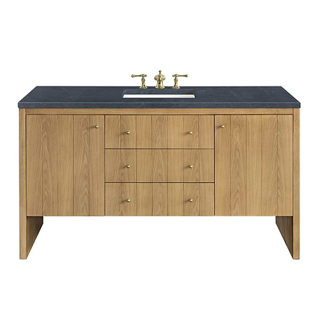 Hudson Oak Brown 60" Single Vanity with Charcoal Gray Quartz Counter by JMV