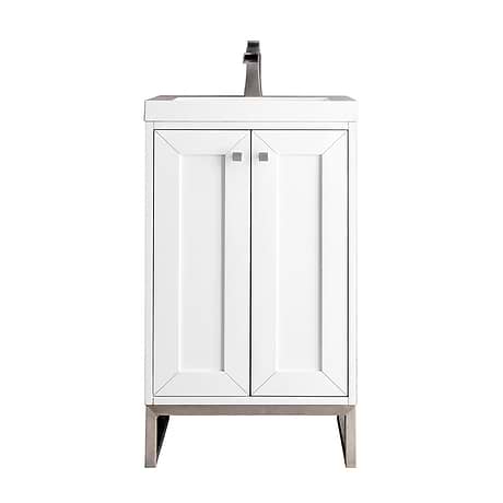 Chianti Glossy White 20" Single Vanity Cabinet with Brushed Nickel Hardware and White Top by JMV