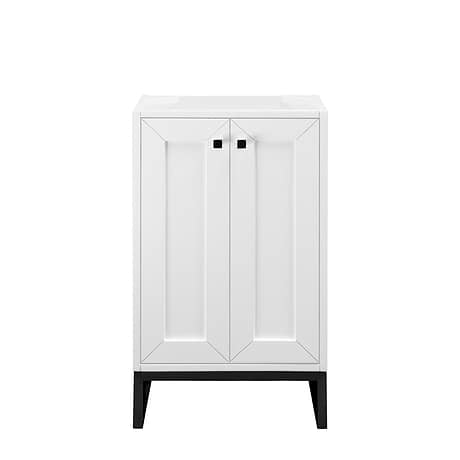 Chianti Glossy White 20" Single Vanity Cabinet with Black Hardware without Top by JMV