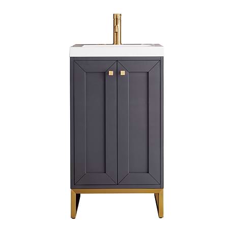 Chianti Mineral Gray 20" Single Vanity with Gold Hardware and White Top by JMV
