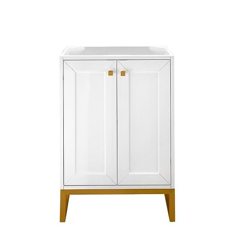 Chianti Glossy White 24" Single Vanity with Gold Hardware without Top by JMV