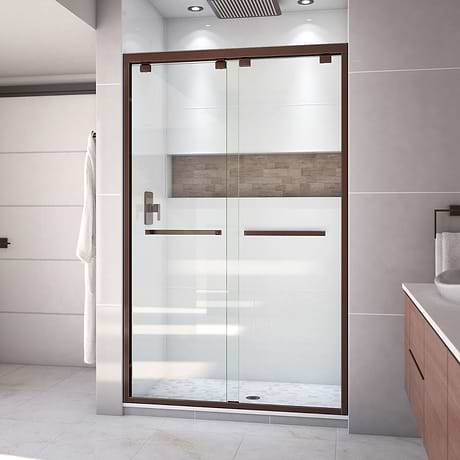 Encore 48"x76" Reversible Sliding Shower Alcove Door with Clear Glass in Oil Rubbed Bronze by DreamLine