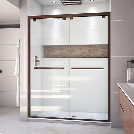 Encore 54"x76" Reversible Sliding Shower Alcove Door with Clear Glass in Oil Rubbed Bronze by DreamLine