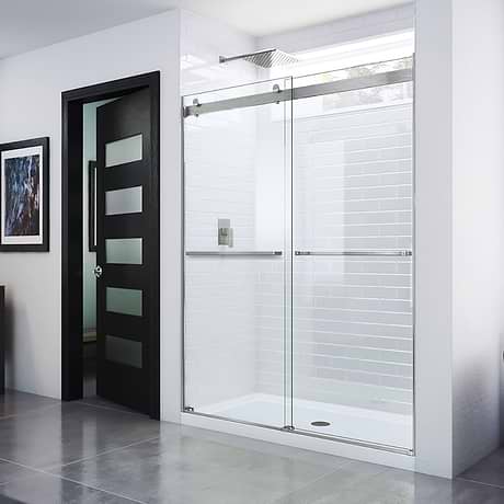 Essence 60"x76" Reversible Sliding Shower Alcove Door with Clear Glass in Brushed Nickel by DreamLine