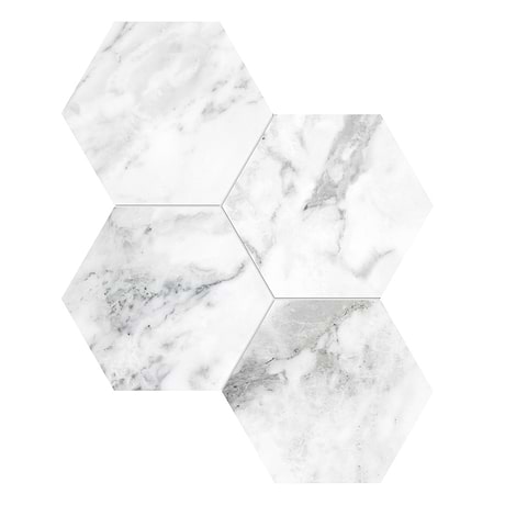 Luminere Arabescato White 6" Hexagon Matte Porcelain Mosaic Tile