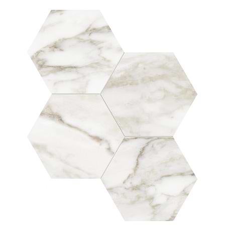Luminere Calacatta Paonazzo White 6" Hexagon Matte Porcelain Mosaic Tile