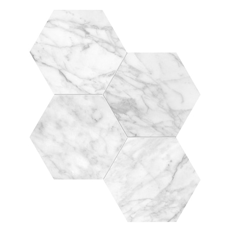 Luminere Carrara Gioia White 6" Hexagon Matte Porcelain Mosaic Tile
