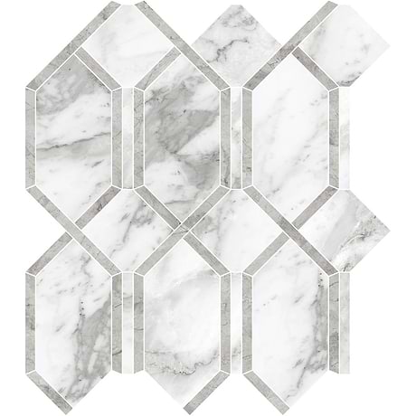 Luminere Arabescato White Polished Modella Porcelain Mosaic Tile