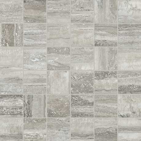 Luminere Travertino Instrata Gray 2x2 Matte Porcelain Mosaic Tile