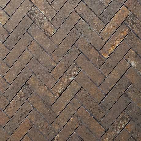Portrait Copper 1x4 Herringbone Matte Porcelain Mosaic