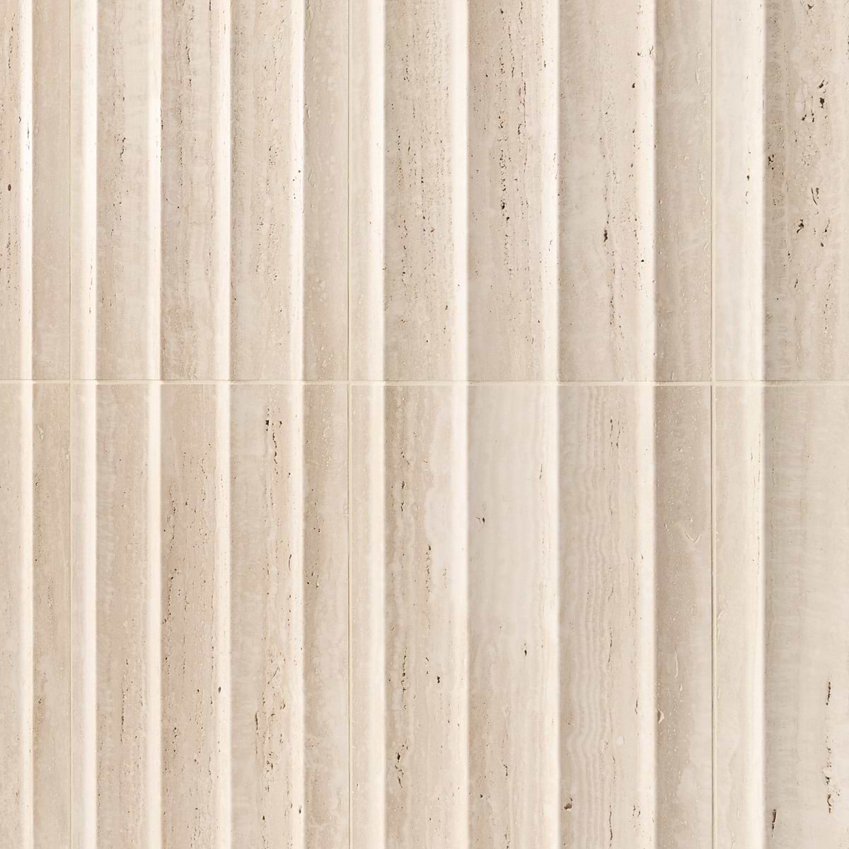 STONEWORK Fluted Ivory Travertine Premium 12x24 3D Vein Cut Unfilled Honed Tile