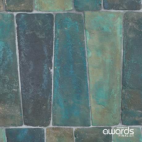 Opera Terracotta Lagoon 6x18 Trapezoid Matte Terracotta Tile by Paula Purroy