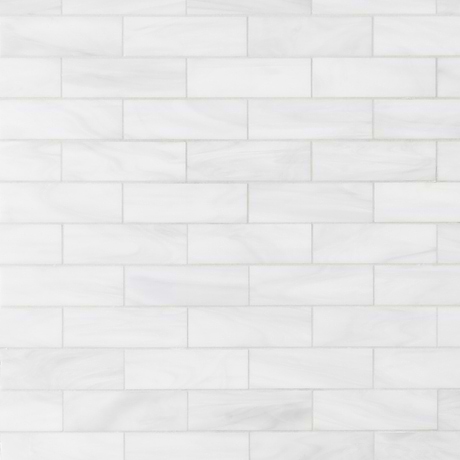 Bespoke Rain Cloud White 2x6 Brick Polished Glass Mosaic
