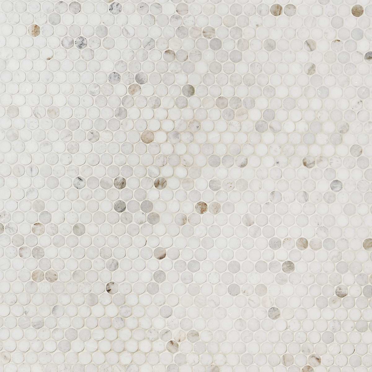 ALASKA WHITE 3/4" Penny Round Polished Marble Mosaic