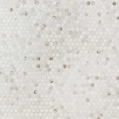 Alaska White 3/4" Penny Round Polished Marble Mosaic