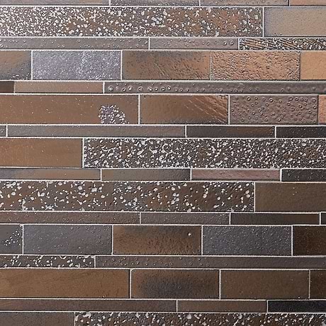 Magma Ledger Bronze Polished Lava Stone Mosaic