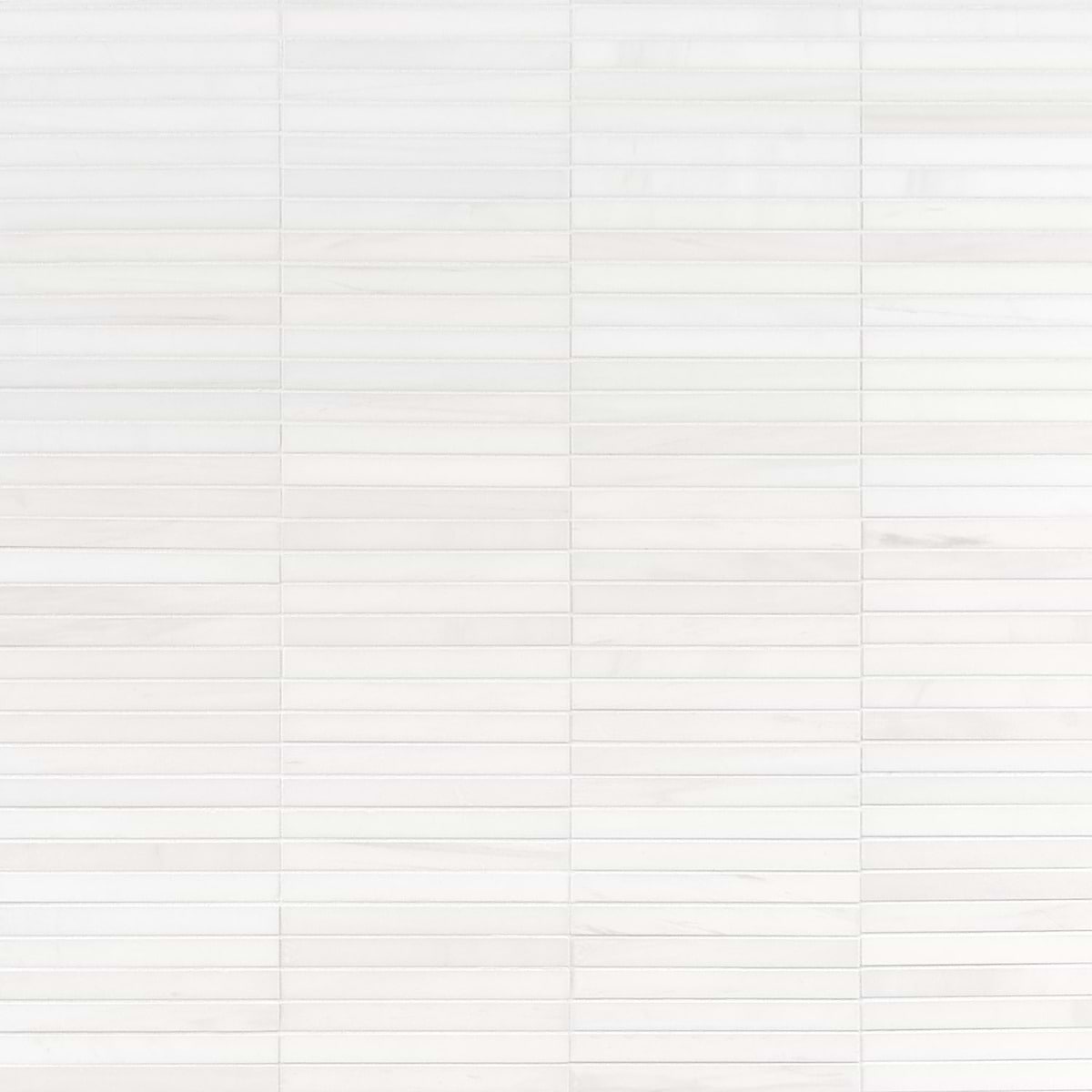 BIANCO DOLOMITE Premium White 1x6 Stacked Honed Marble Mosaic