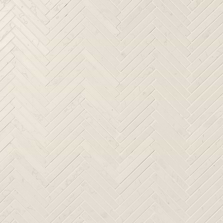 Bianco Perlino 1.5x4 Herringbone Brushed Marble Mosaic Tile