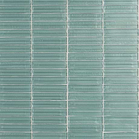 Maya Stacked Ocean Green 1x5 Polished Glass Mosaic