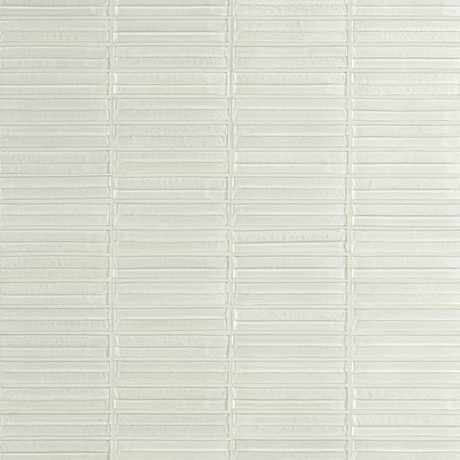 Maya Stacked Pearl White 1x5 Polished Glass Mosaic