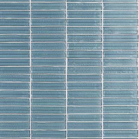 Maya Stacked Sky Blue 1x5 Polished Glass Mosaic