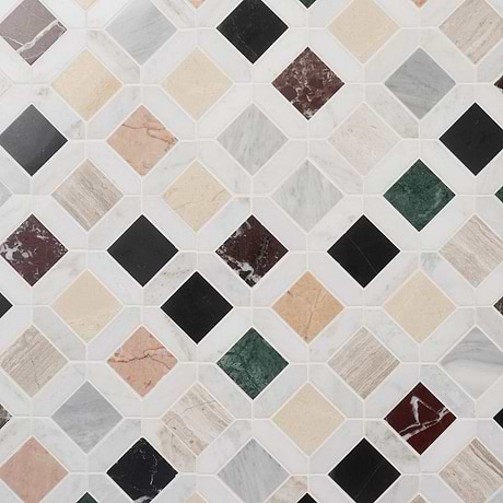 Nola Multicolor 2x2 Polished Marble Mosaic Tile