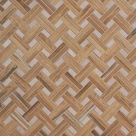Eternal Birch Brown Basketweave Herringbone  Matte Porcelain Mosaic