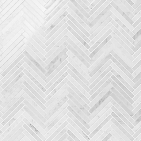 Bianco Carrara 1/2x4 Herringbone Polished Marble Mosaic Tile