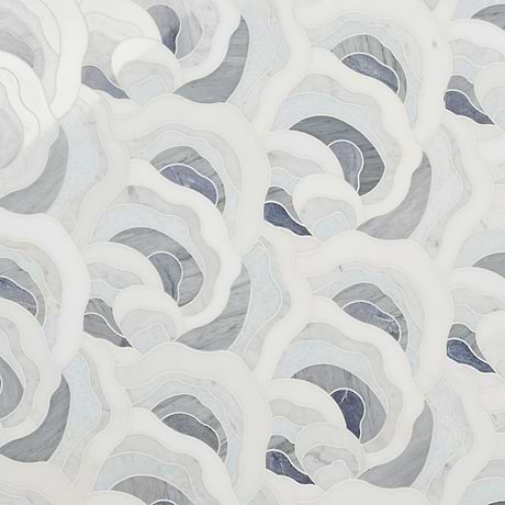 Iris Azul Macauba Blue Polished Marble Waterjet Mosaic Tile