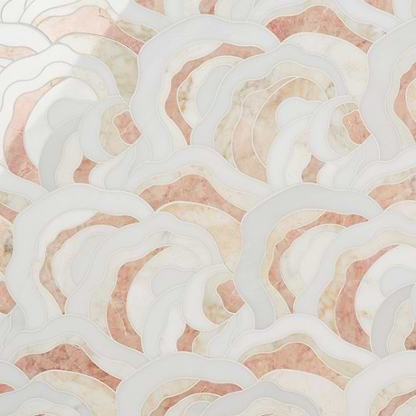 Iris Rosa Onyx Pink Polished Marble Waterjet Mosaic Tile