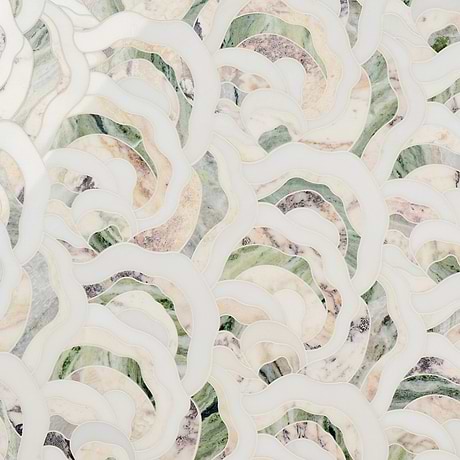 Iris Viola Jade Green Polished Marble Natural Stone Waterjet Mosaic Tile
