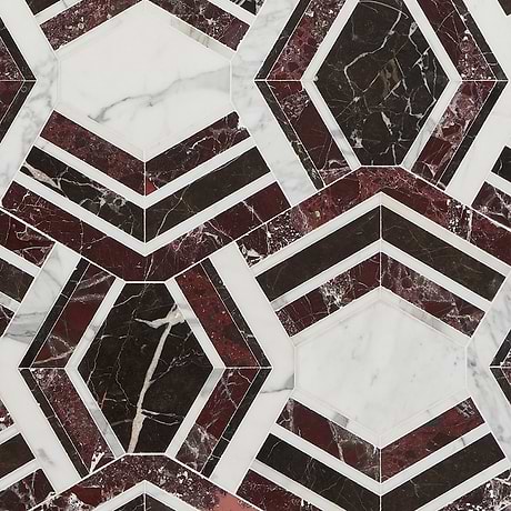 Mezzo Bordeaux Red Polished Marble Mosaic