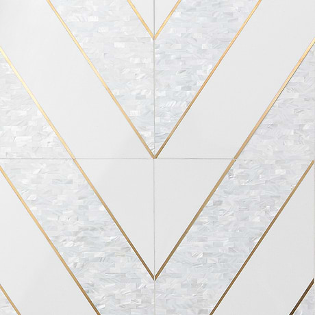 Timeless Perla Gray 12x18 Polished Nanoglass & Brass Tile by Elizabeth Sutton
