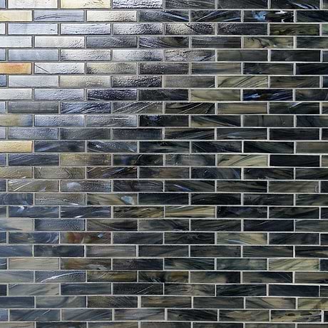 Artwater Iridescent Black 1x4 Brick Polished Glass Mosaic