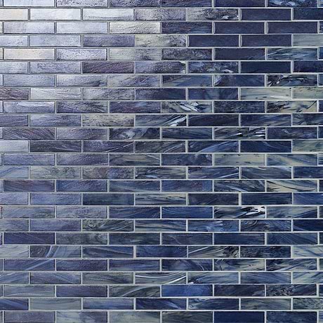 Artwater Iridescent Blue 1x4 Brick Polished Glass Mosaic