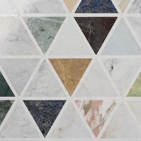 Valerie Multicolor 6" Triangle Polished Marble Mosaic Tile