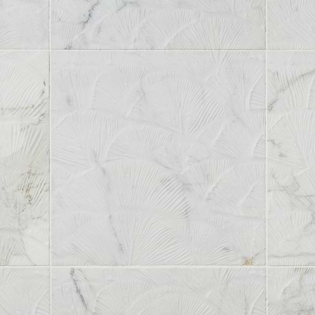 Moonwave Carved Calacatta Gold 16x16 Textured Honed Marble Tile by Kravet