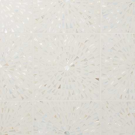 Estee Frosty White 12x12 Polished Pearl Inlay and Cement Tile