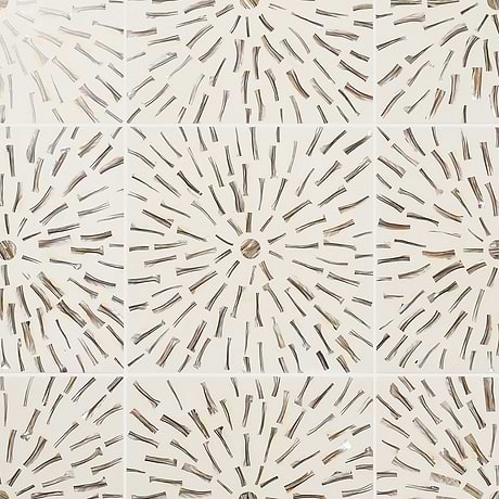 Estee Golden White 12x12 Polished Pearl Inlay and Cement Tile